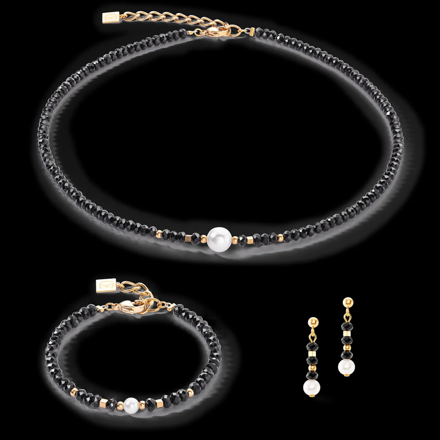 Mystic Pearl earrings gold-black