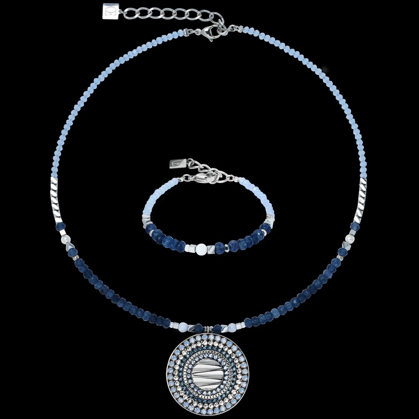 Necklace Amulet Modern Future silver-blue