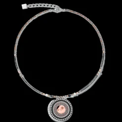 Necklace Amulet small Crystals & striped onyx grey-crystal
