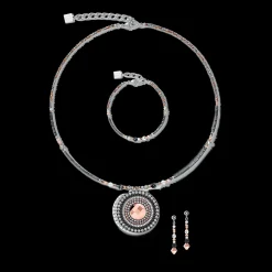 Necklace Amulet small Crystals & striped onyx grey-crystal