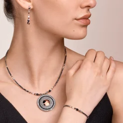 Necklace Amulet small Crystals & striped onyx grey-crystal