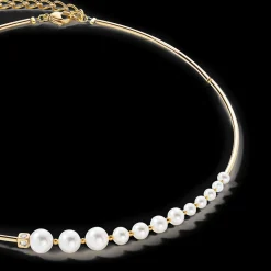 Necklace Asymmetry Freshwater Pearls & stainless steel white-gold