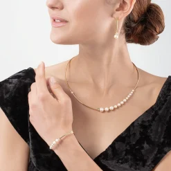 Necklace Asymmetry Freshwater Pearls & stainless steel white-gold