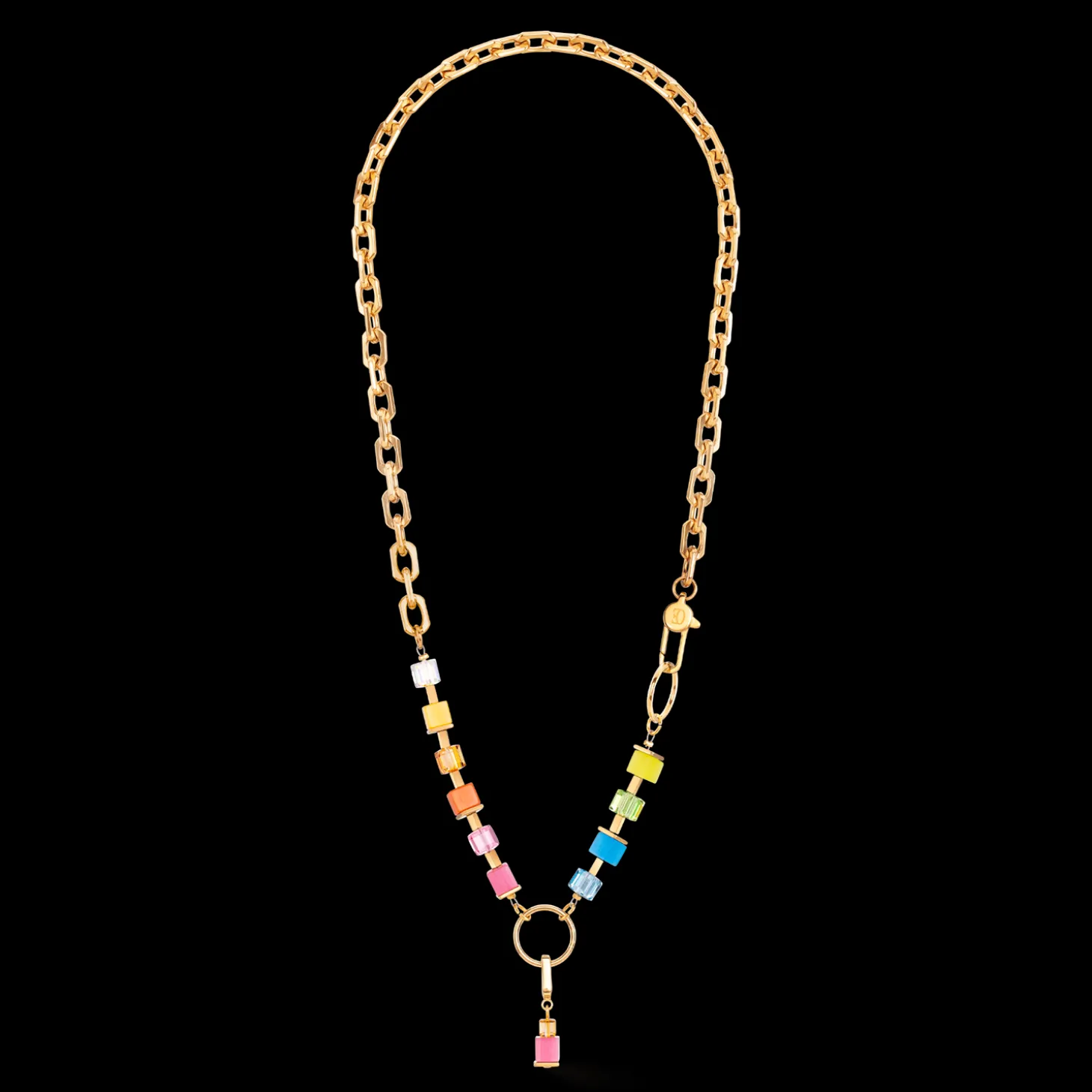 Necklace Cube Fusion Charm gold-rainbow