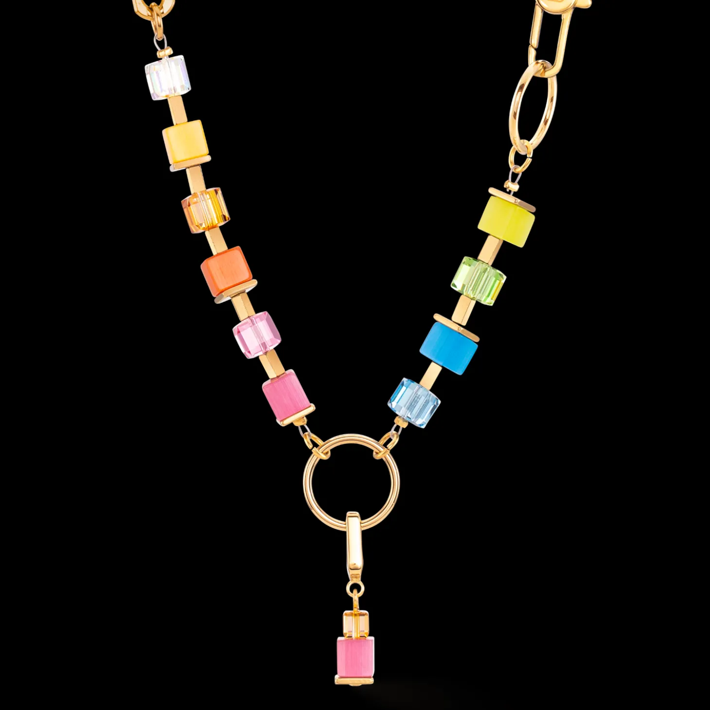 Necklace Cube Fusion Charm gold-rainbow