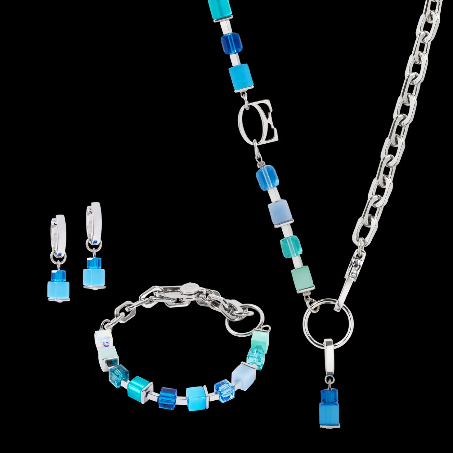 Necklace Cube Fusion Charm Silver-Ocean