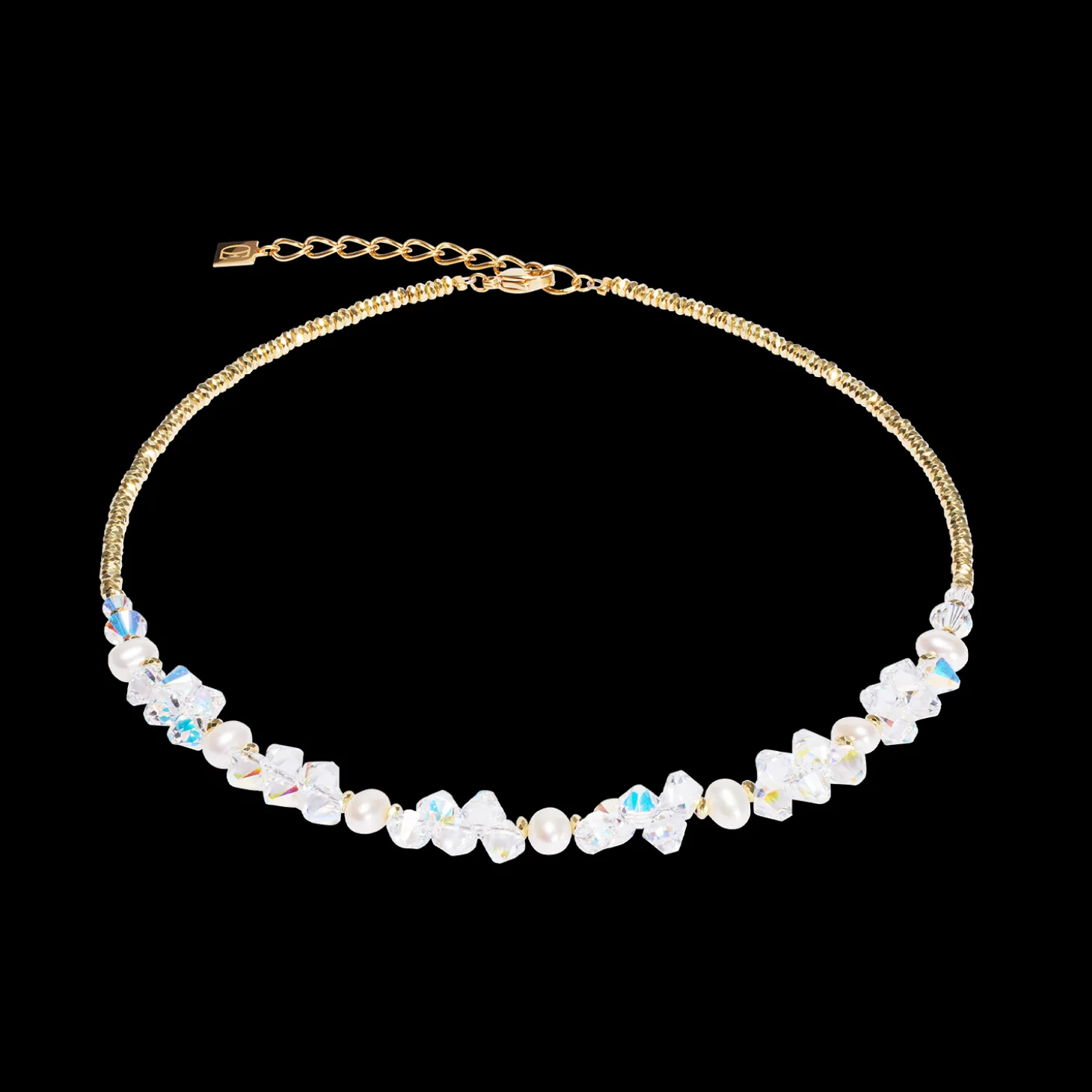 Necklace Dancing Crystals & Pearls gold