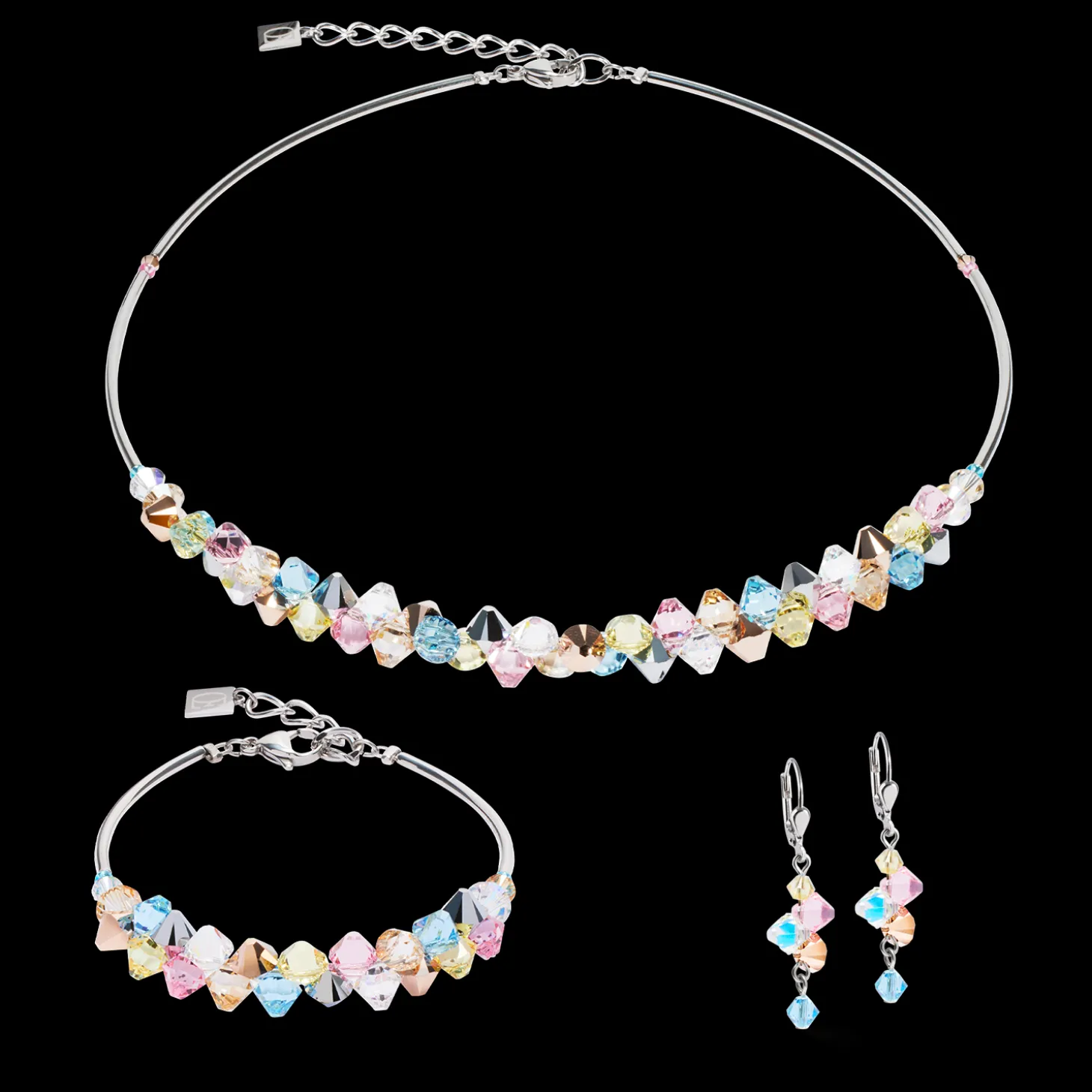 Necklace Dancing Crystals silver-pastel
