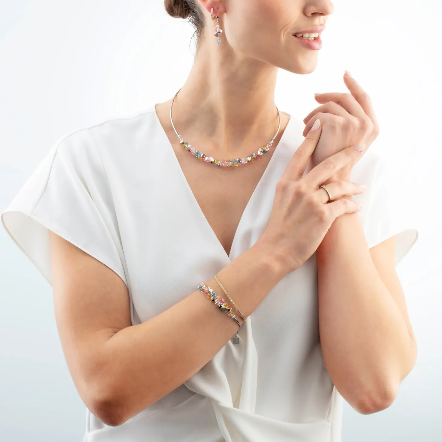 Necklace Dancing Crystals silver-pastel
