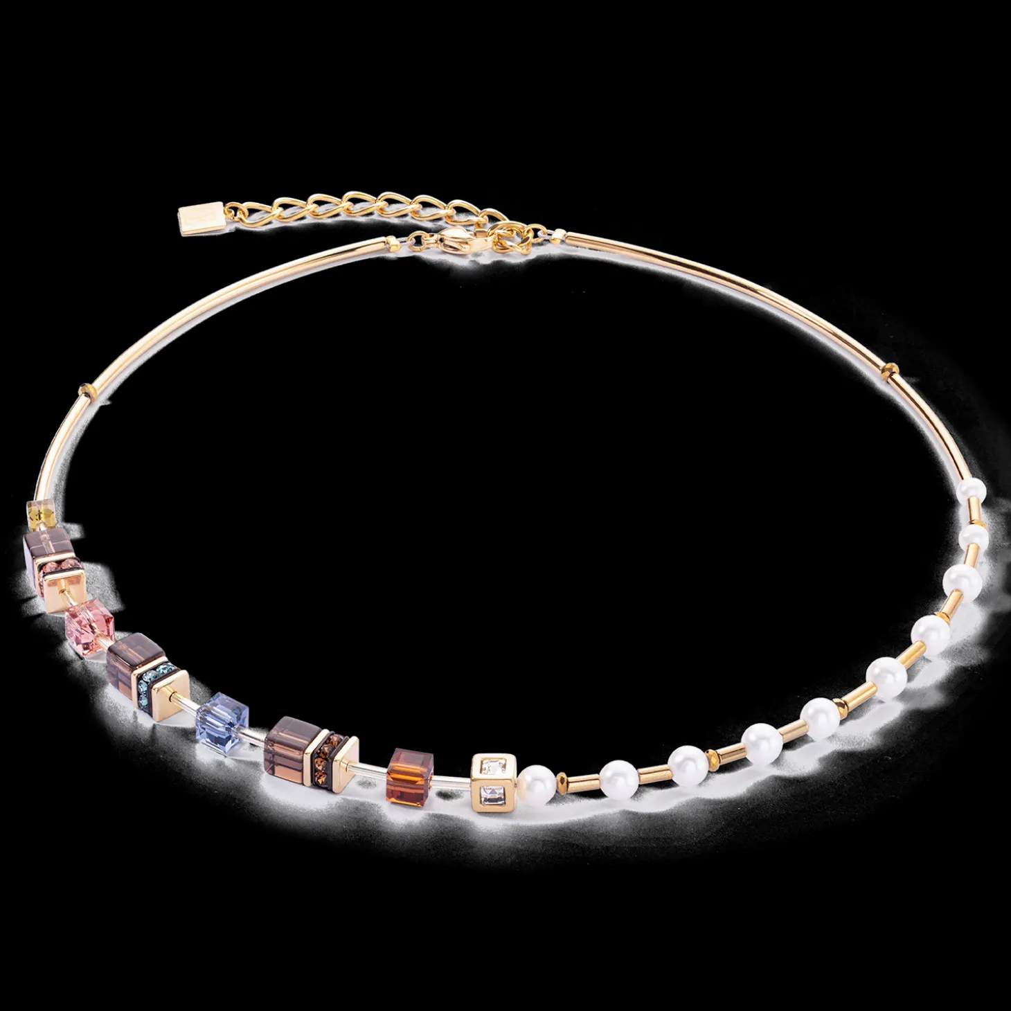 Necklace GeoCUBE® Fusion Precious Pearl Mix gold-autumn