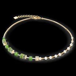Necklace GeoCUBE® Fusion Precious Pearl Mix gold-green
