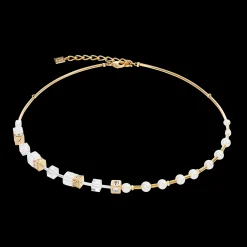Necklace GeoCUBE® Fusion Precious Pearl Mix gold-white