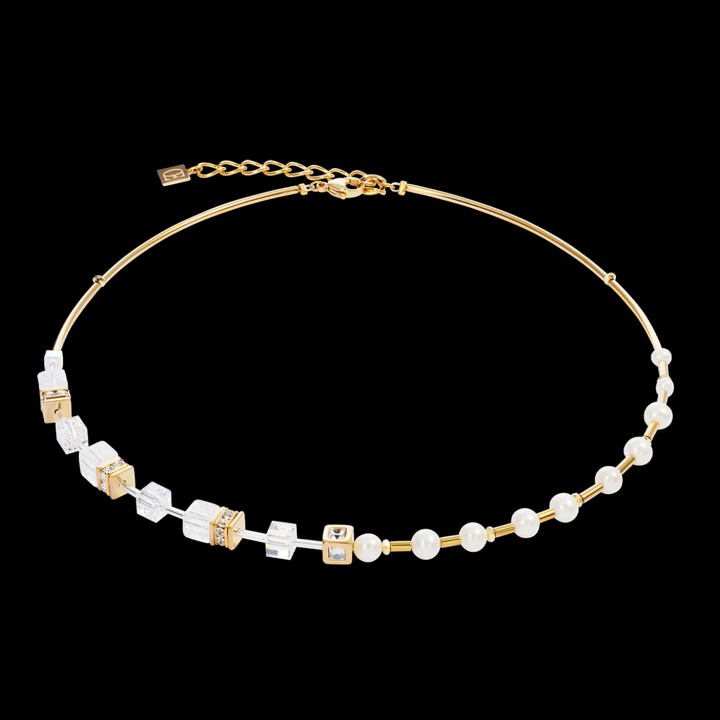 Necklace GeoCUBE® Fusion Precious Pearl Mix gold-white