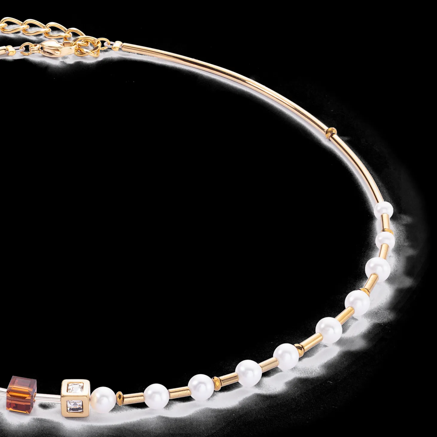 Necklace GeoCUBE® Fusion Precious Pearl Mix gold-autumn