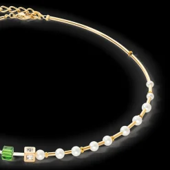Necklace GeoCUBE® Fusion Precious Pearl Mix gold-green