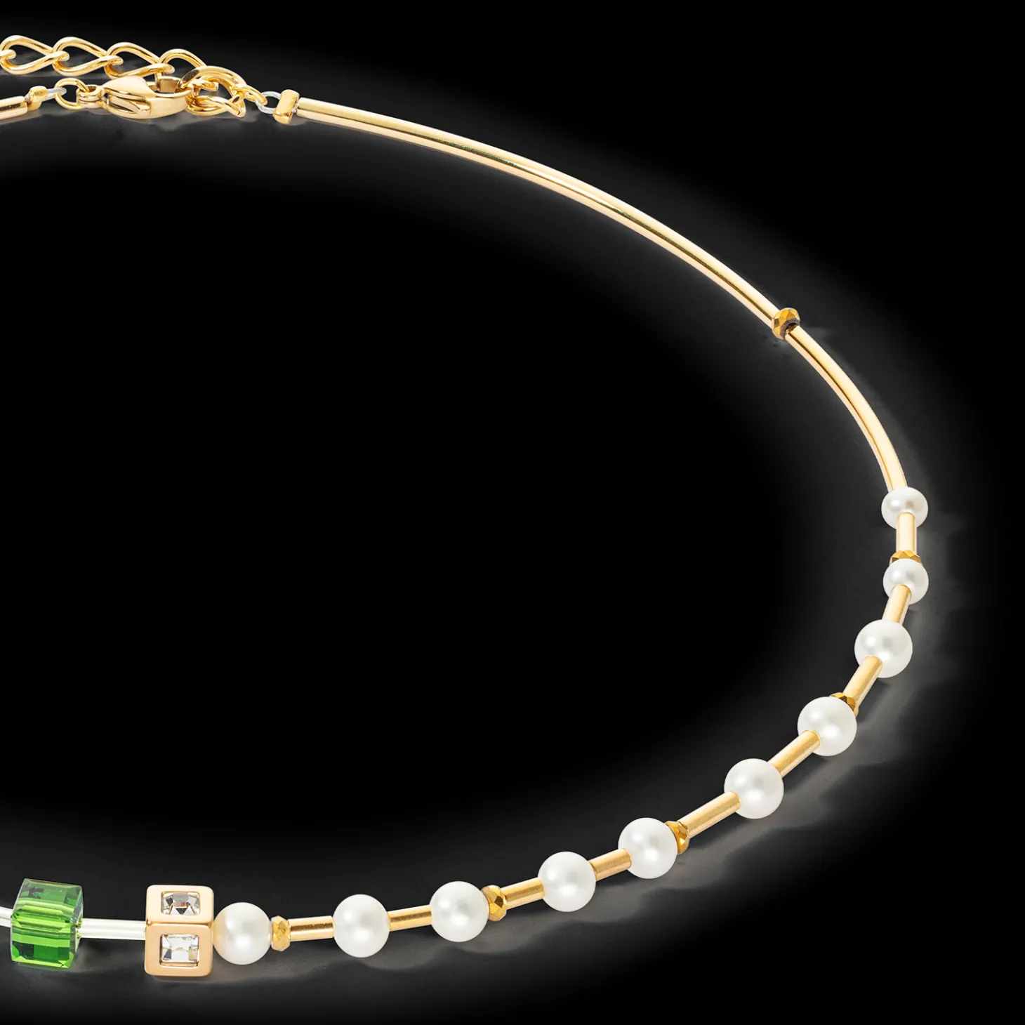 Necklace GeoCUBE® Fusion Precious Pearl Mix gold-green