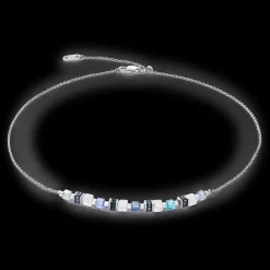 Necklace Mini Cubes & Chain silver-blue
