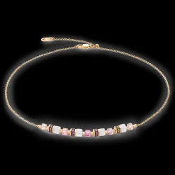 Necklace Mini Cubes & Chain gold-pink