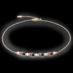 Necklace Mini Cubes & Chain gold-black
