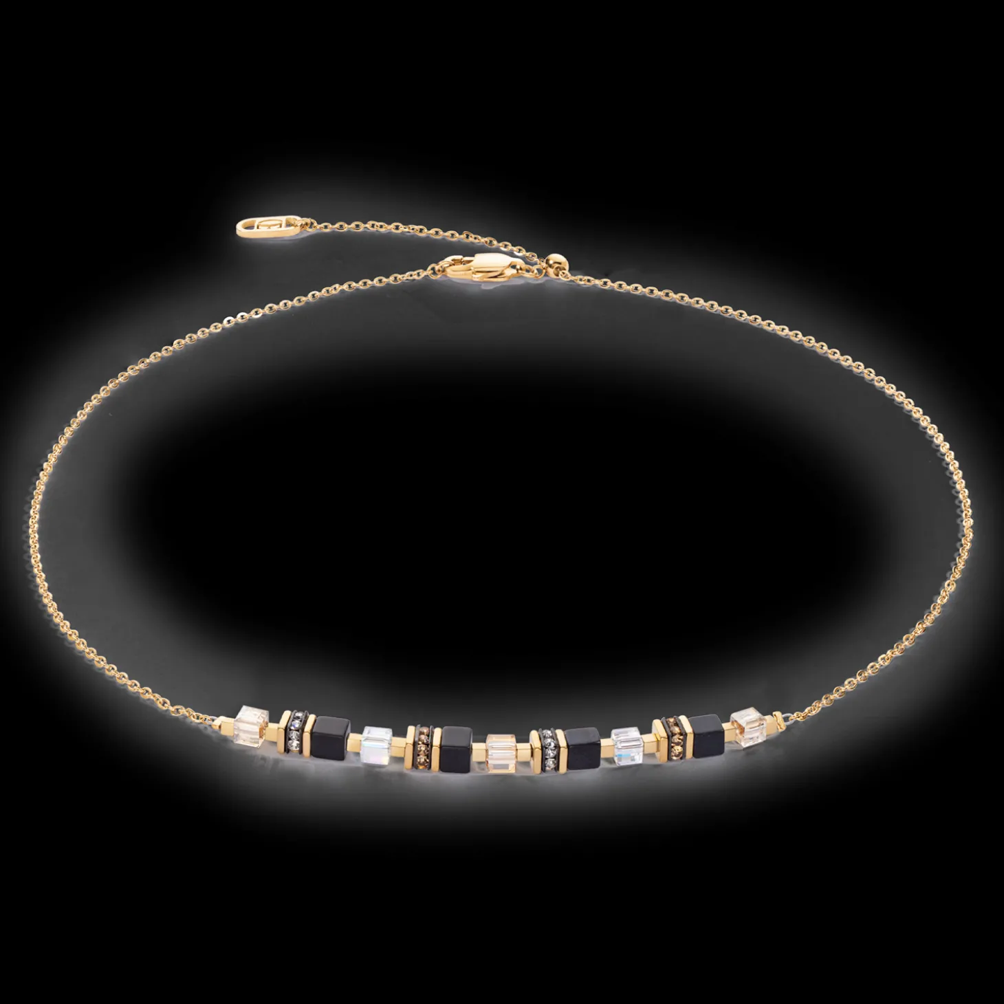 Necklace Mini Cubes & Chain gold-black