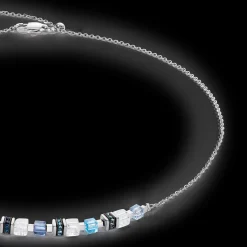 Necklace Mini Cubes & Chain silver-blue