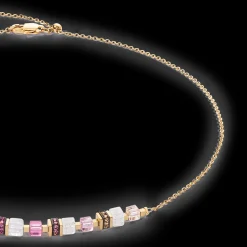 Necklace Mini Cubes & Chain gold-pink