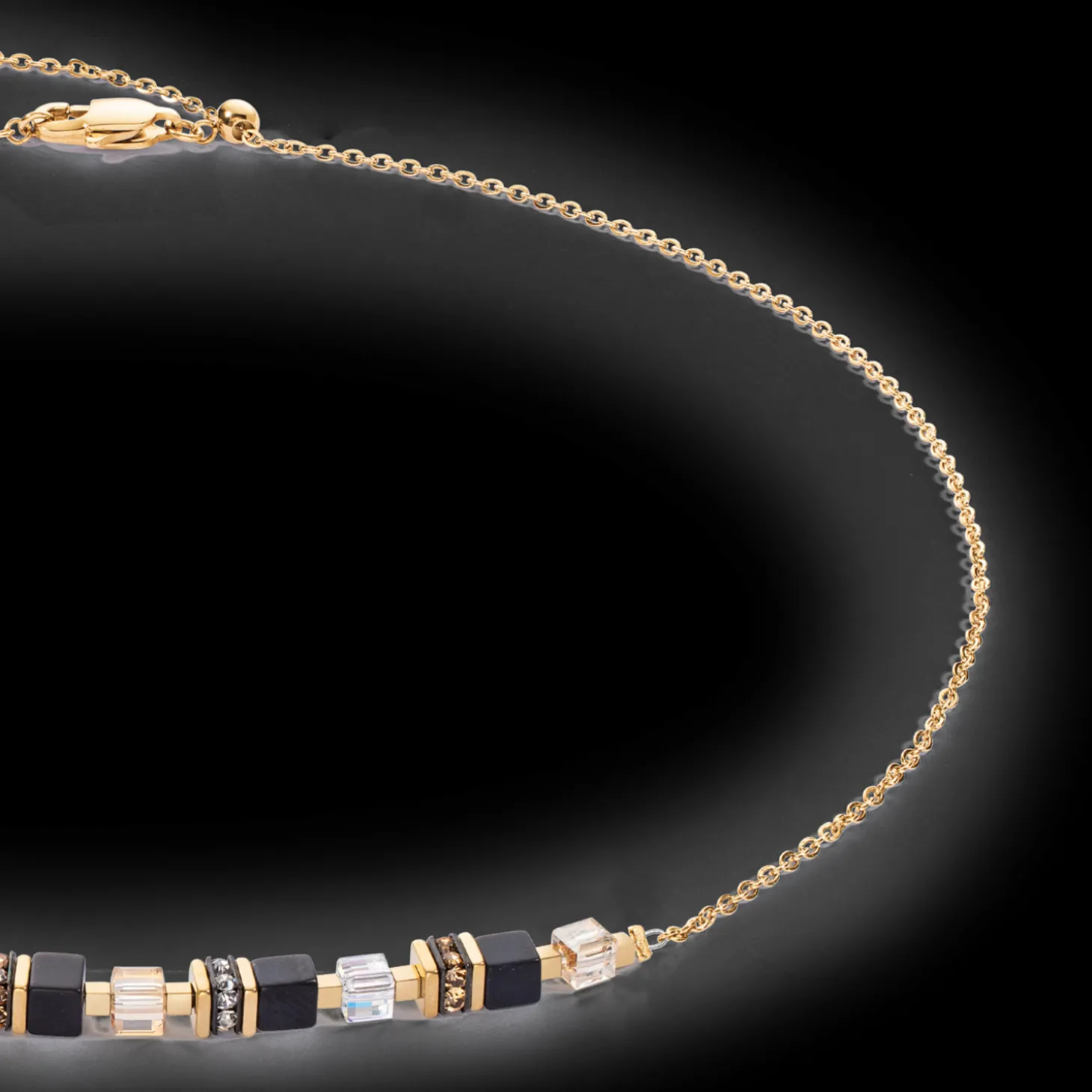 Necklace Mini Cubes & Chain gold-black