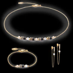 Necklace Mini Cubes & Chain gold-black