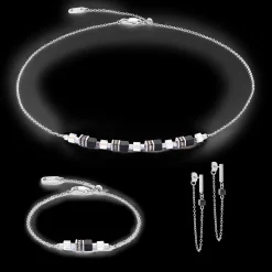 Necklace Mini Cubes & Chain silver-black