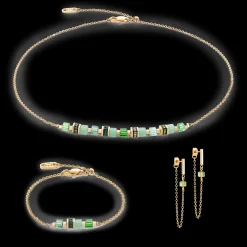 Necklace Mini Cubes & Chain gold-green