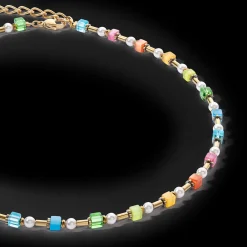Necklace Mini Cubes & Pearls Mix gold-rainbow