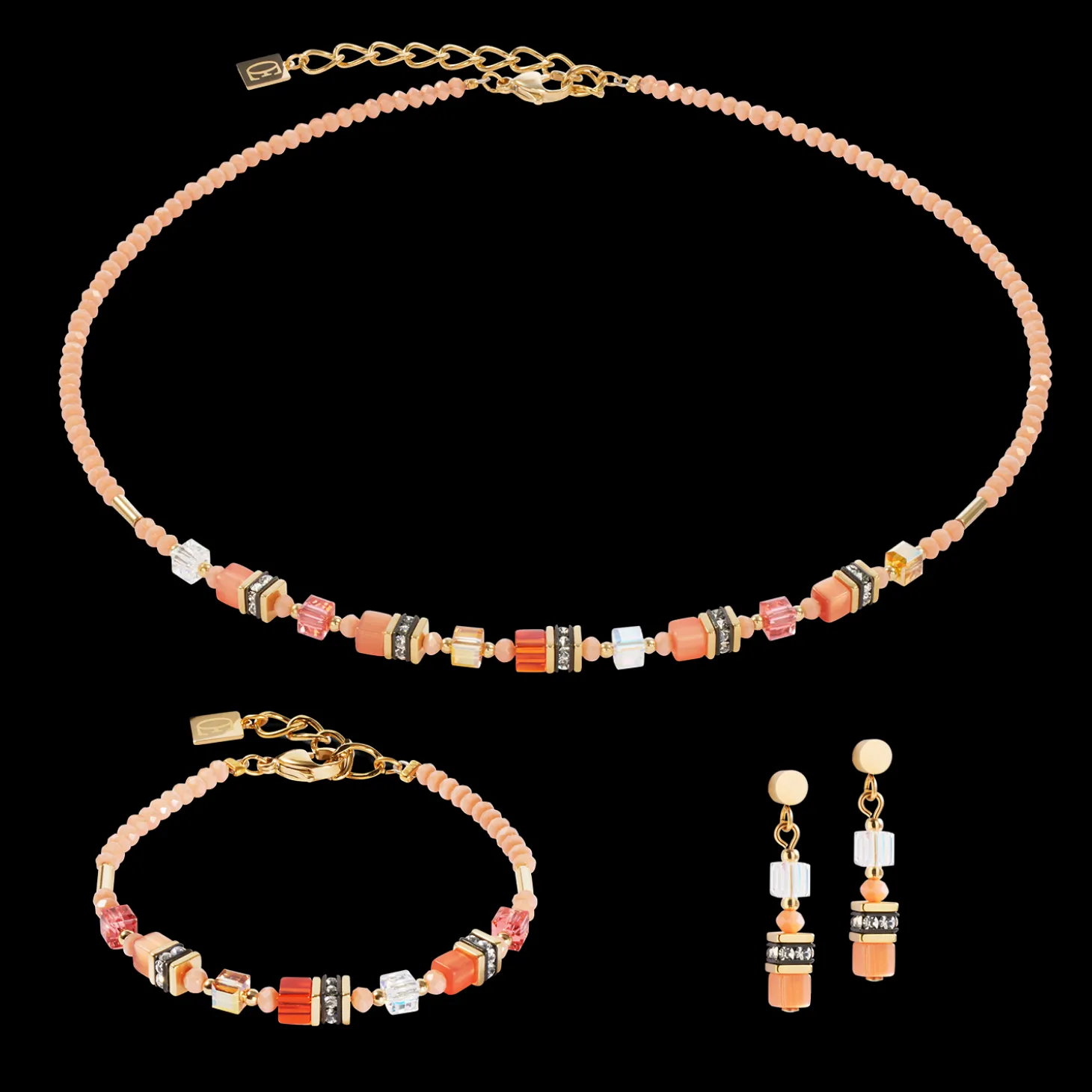 Necklace Mini Cubes orange
