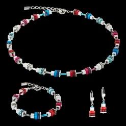 Necklace Modern Future Cube blue-red