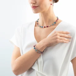 Necklace Modern Future Cube blue-red