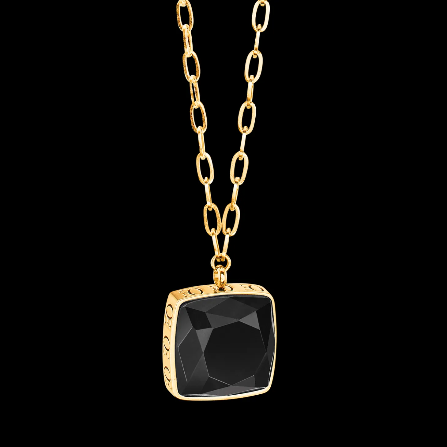 Necklace OE Amulet Square Onyx gold-black