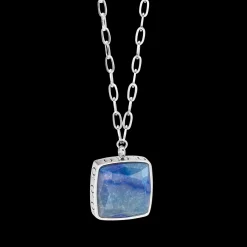 Necklace OE Amulet Square Aventurine silver-blue