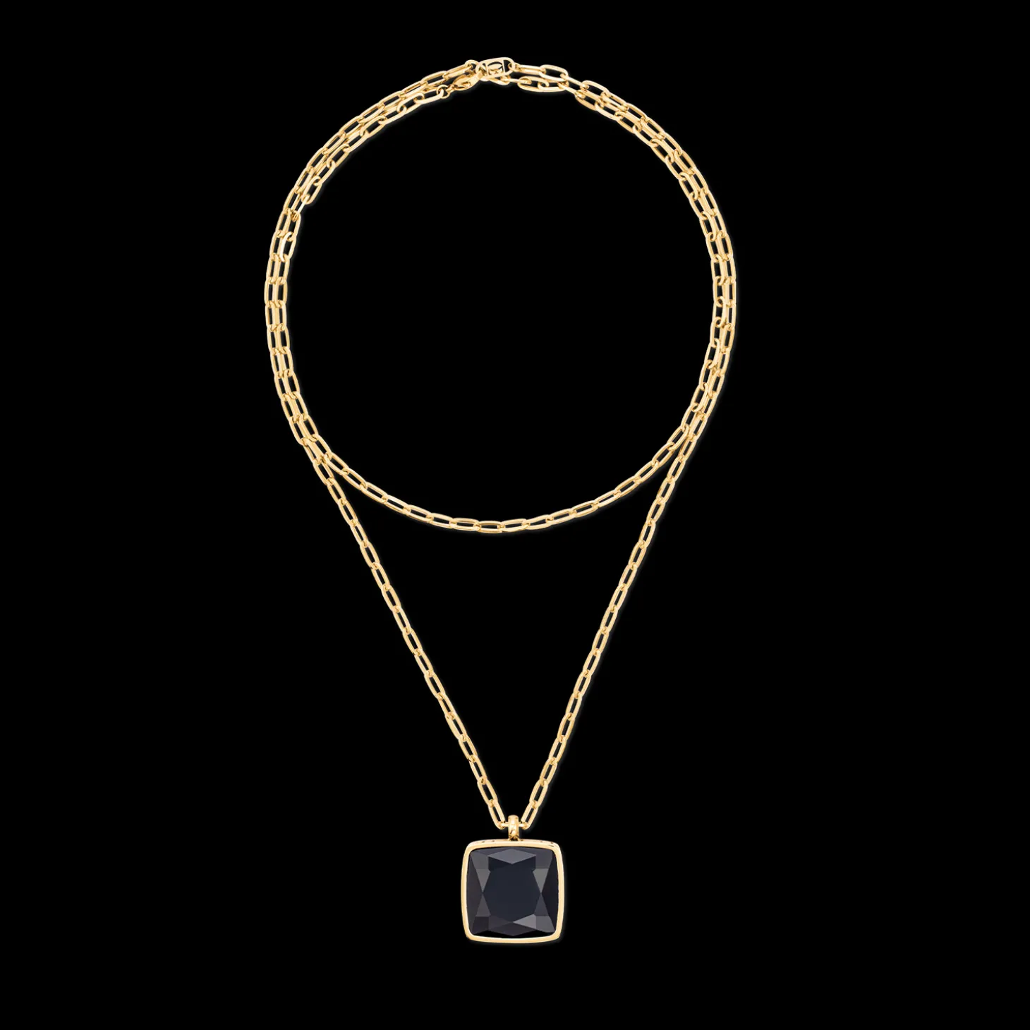 Necklace OE Amulet Square Onyx gold-black