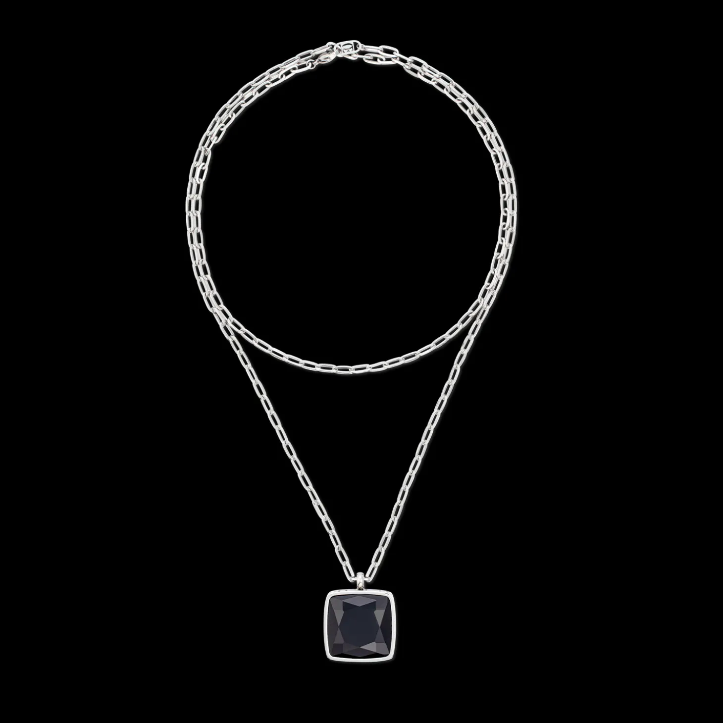 Necklace OE Amulet Square Onyx silver-black