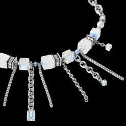 Necklace Sunray Cube Bohème silver-white