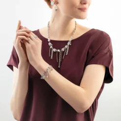 Necklace Sunray Cube Bohème silver-white