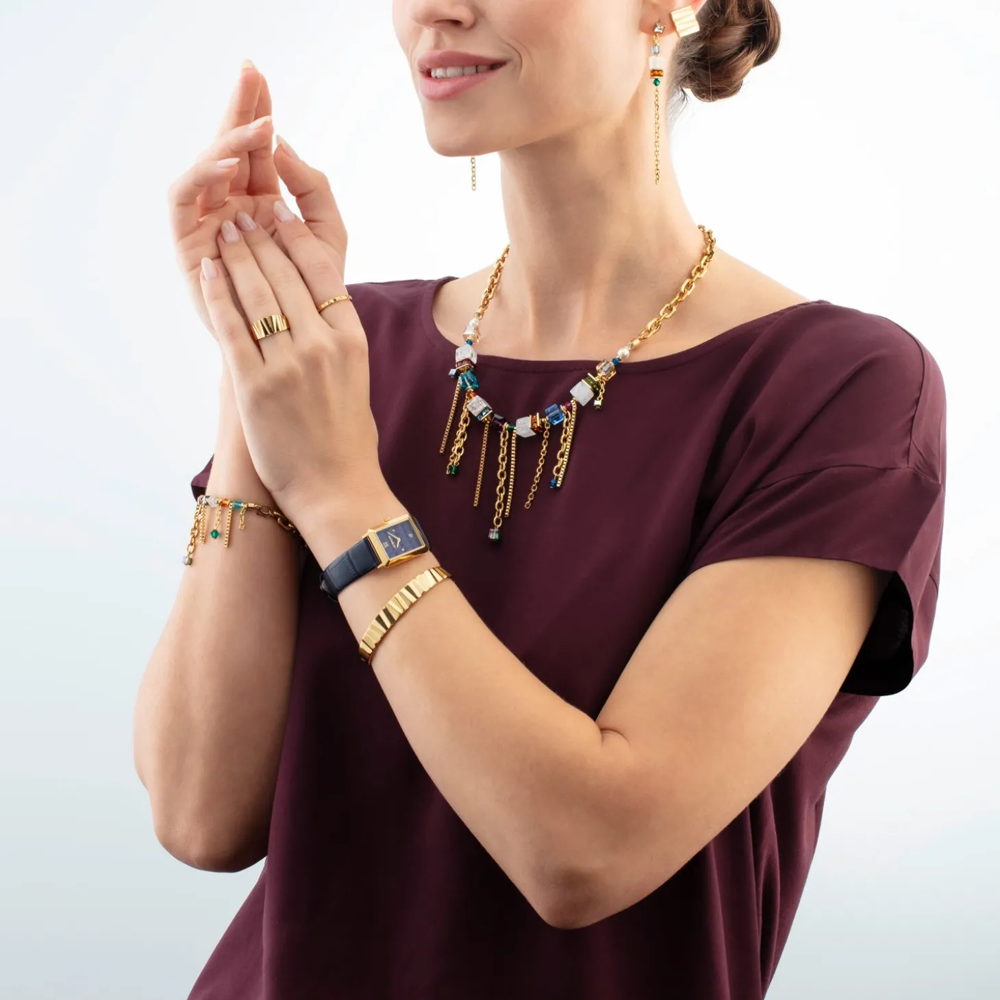 Necklace Sunray Cube Couture gold-multicolour