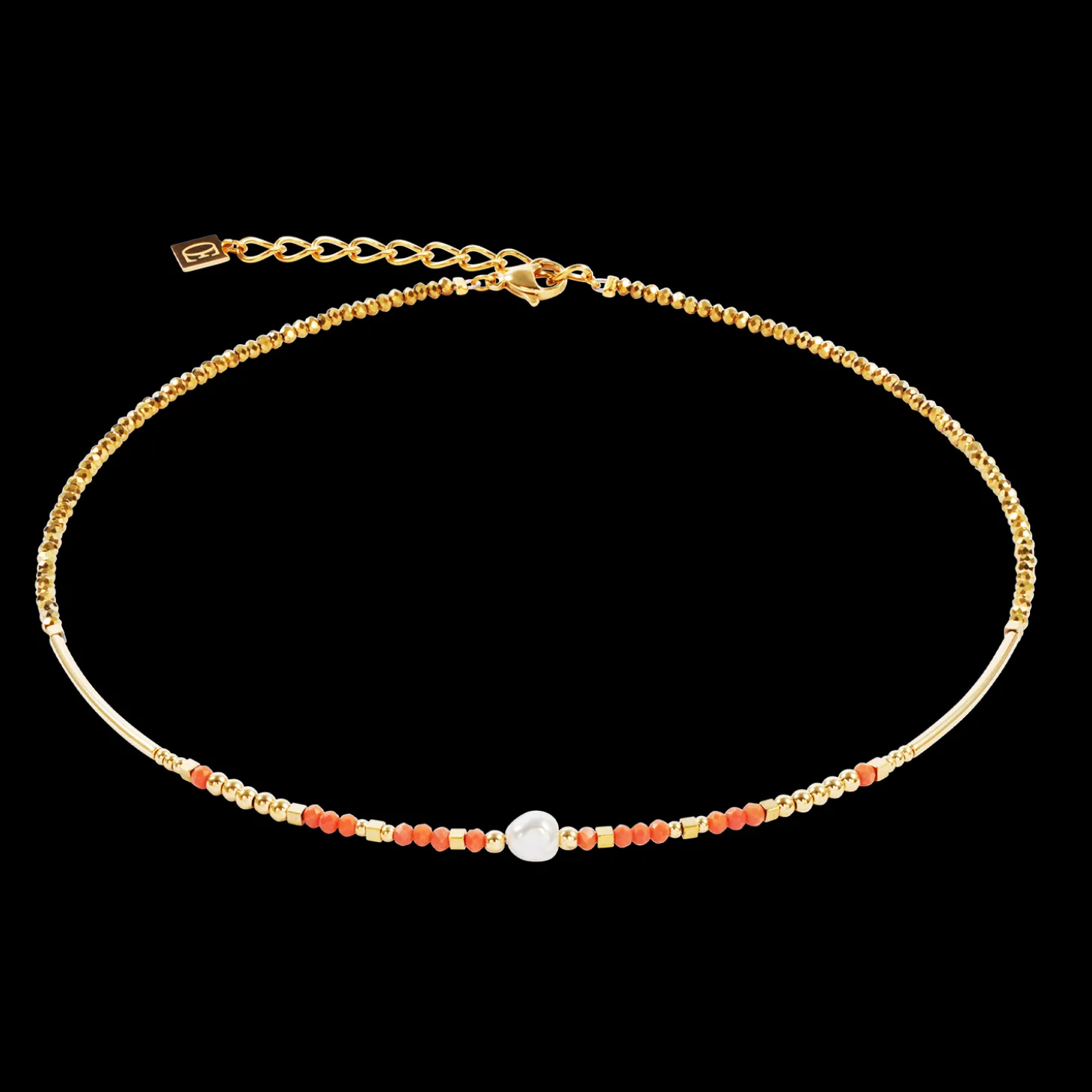 Necklace Sunset Pearl gold-coral