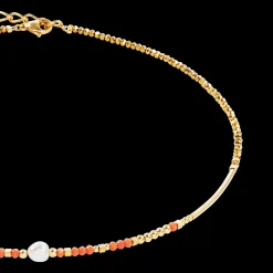 Necklace Sunset Pearl gold-coral