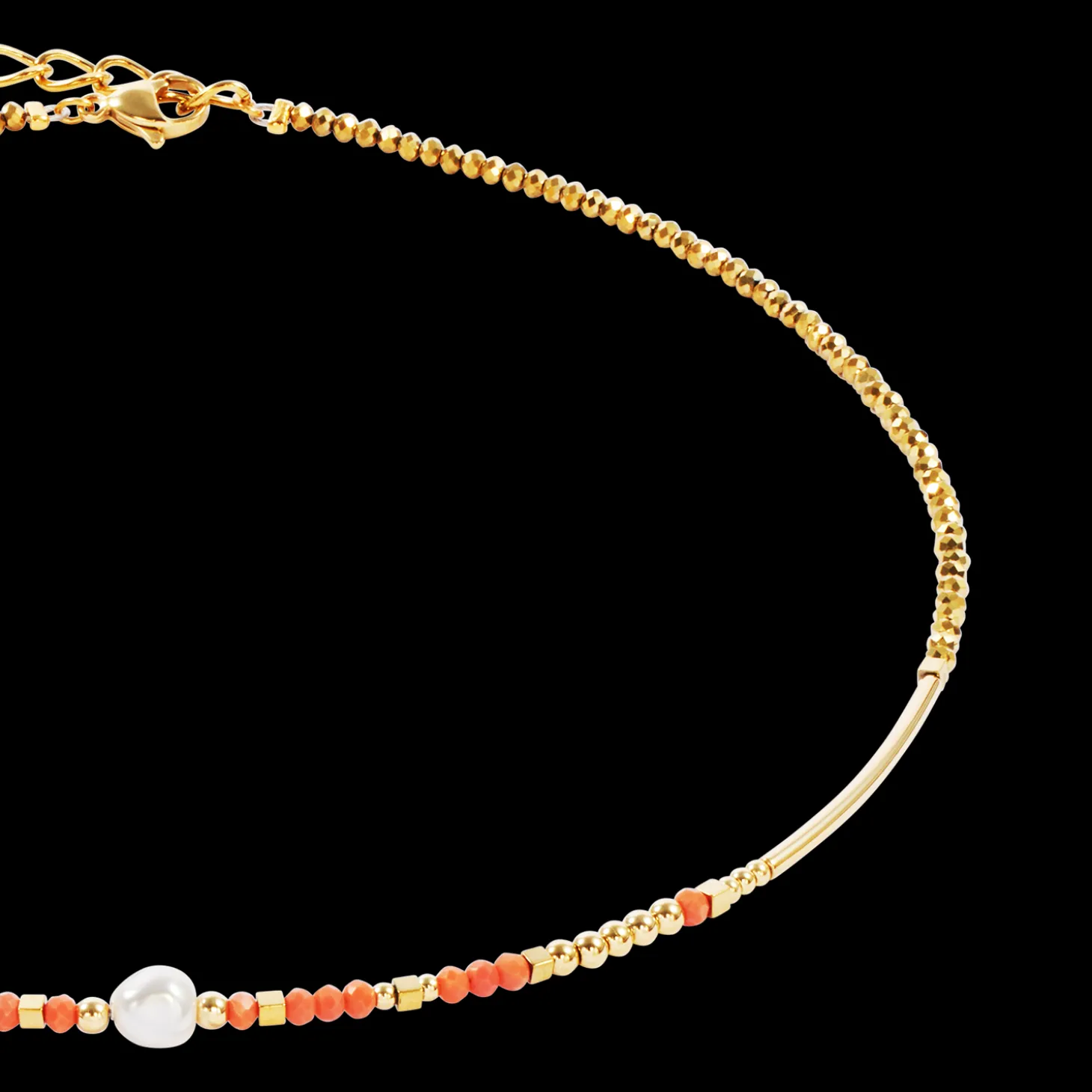 Necklace Sunset Pearl gold-coral