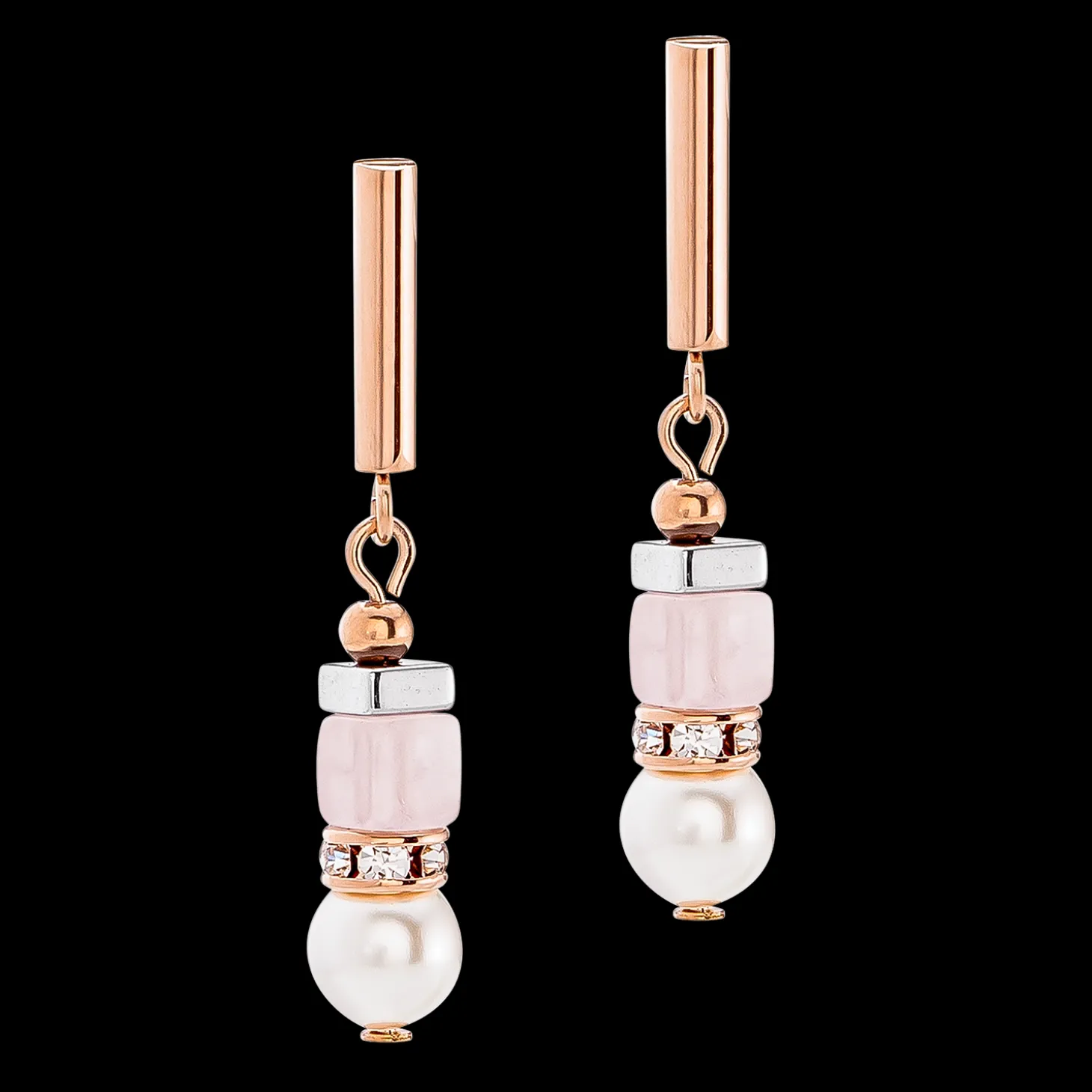 Precious Fusion Offset earrings rose gold-ice pink