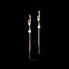 Princess Pearls Chain hoop earrings gold-white