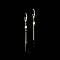 Princess Pearls Chain hoop earrings gold-white