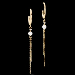 Princess Pearls Chain hoop earrings gold-white