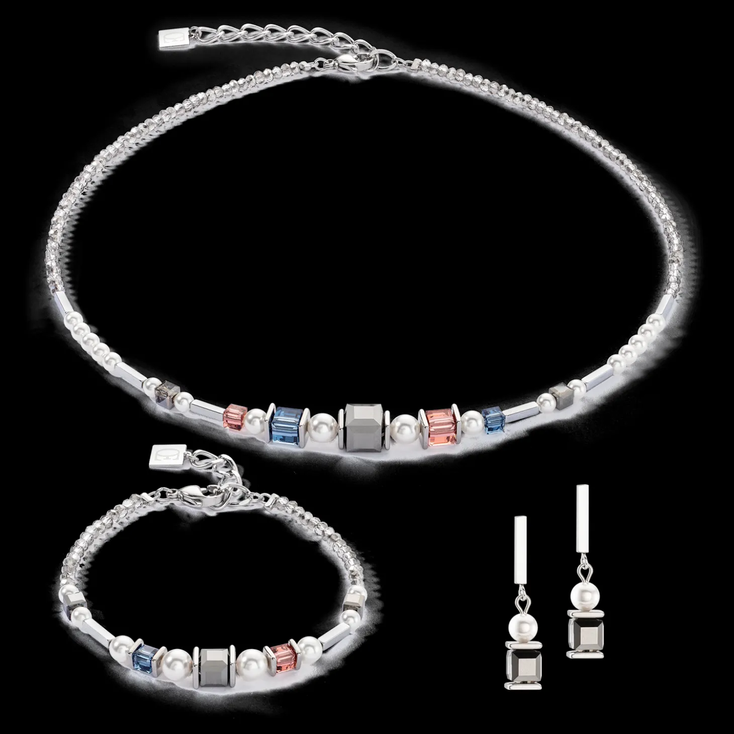 Vintage Pearl Mix necklace silver-grey