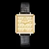 Watch Iconic Cube Spikes Gold Bracelet Leather Black